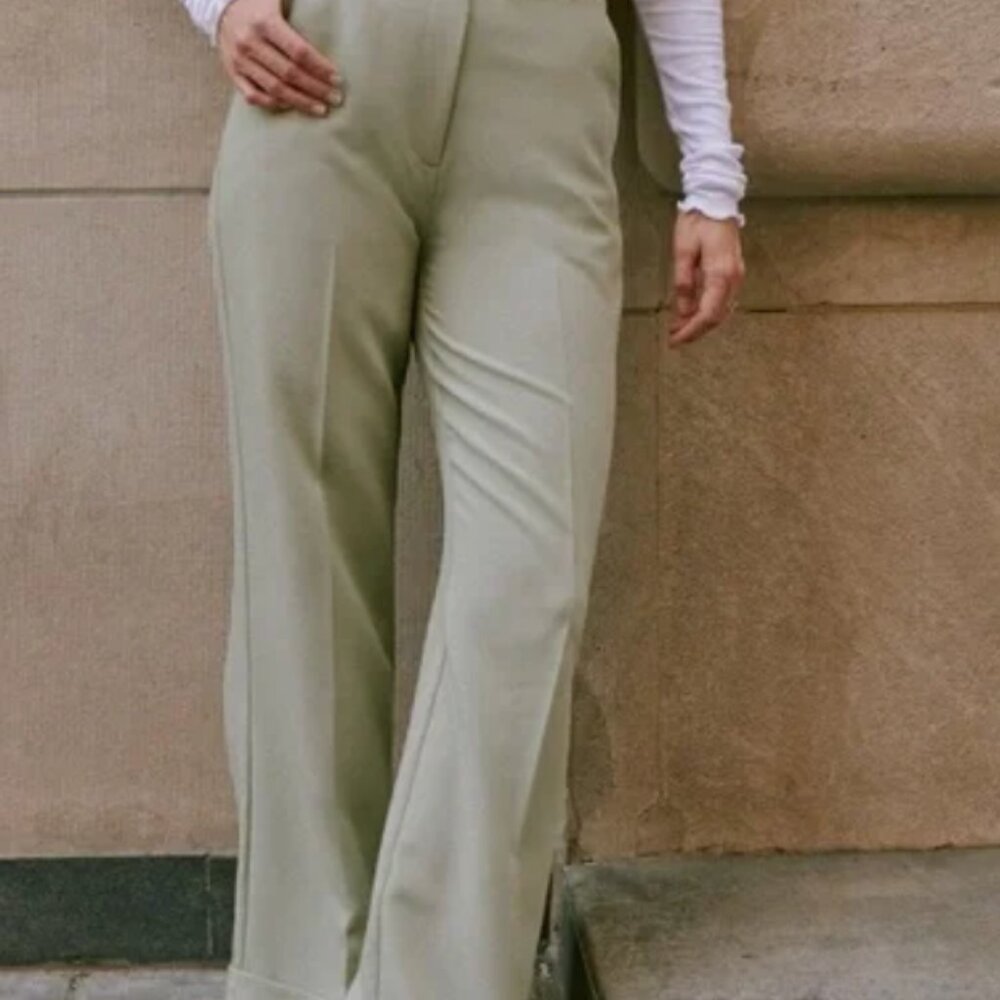 abercrombie & Fitch  harper wide leg trousers - light green